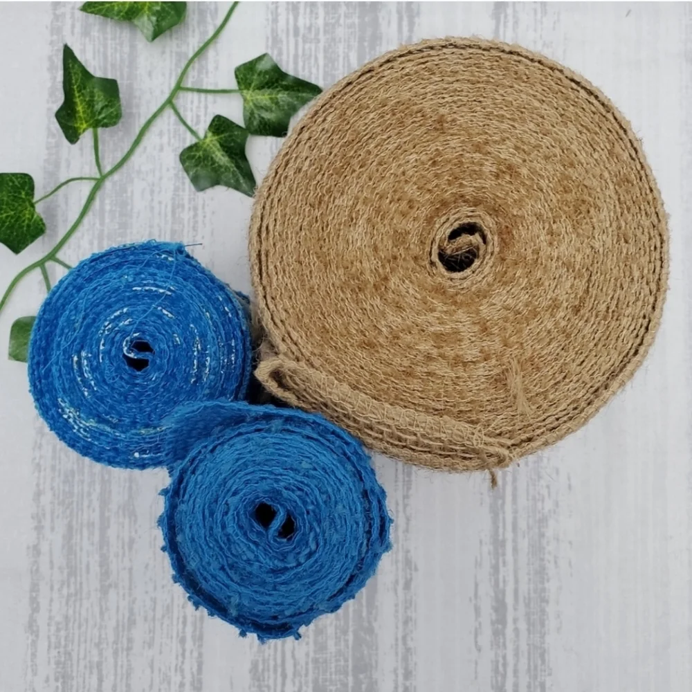 Burlap Bundle of 8 Decorative Craft Ribbon Rolls